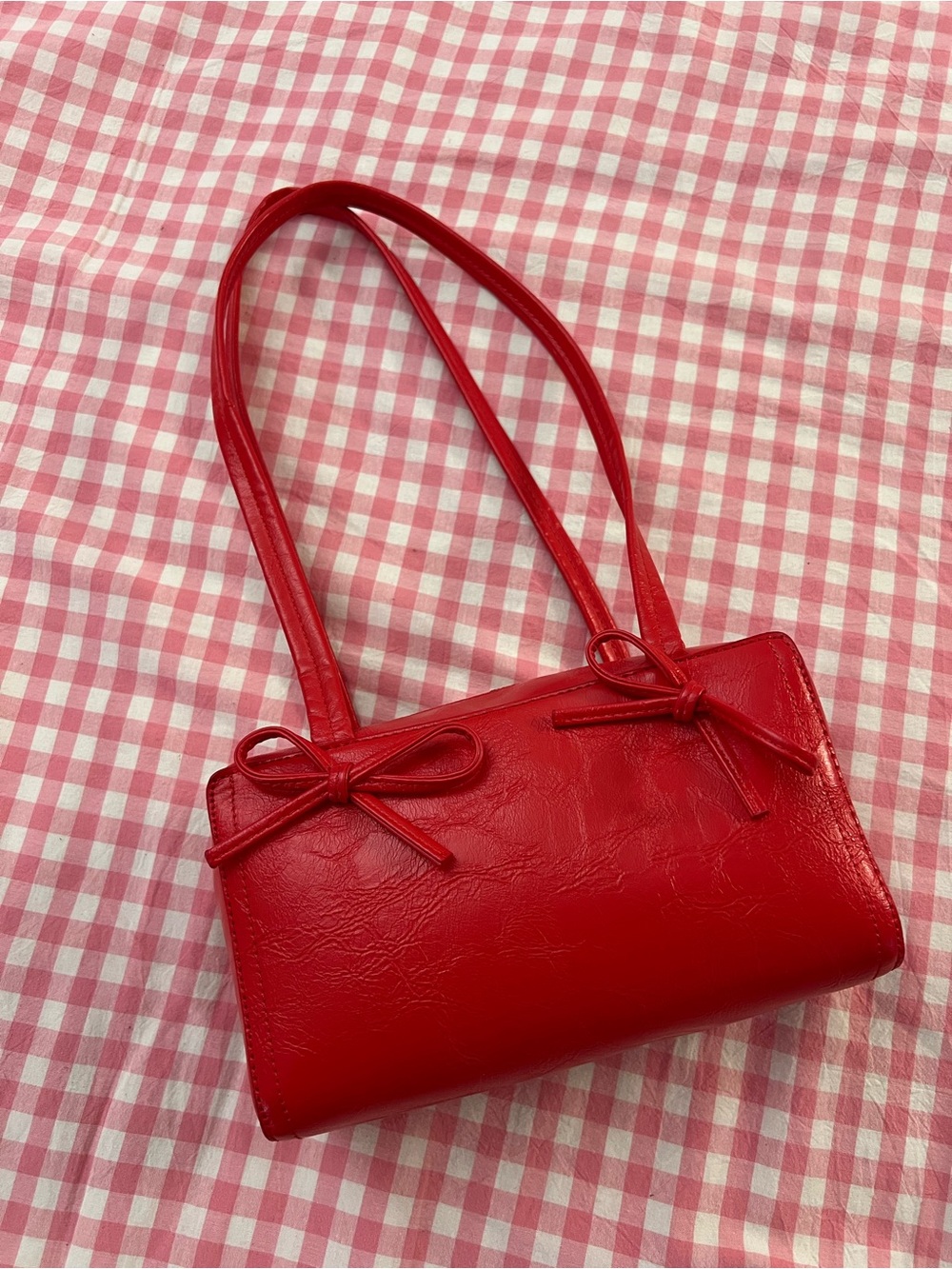 Kimchi Blue Bow Bowler Bag (Color: Red) - Picture 7 of 13